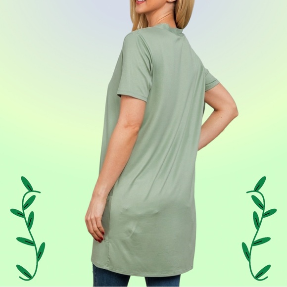 You & Me Short Sleeve Open Front Cardigan w/Pockets Women’s S (4/6) Sage - Picture 3 of 11